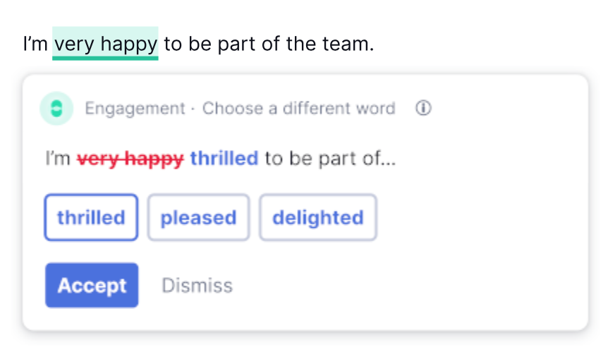 Grammarly wording recommendations